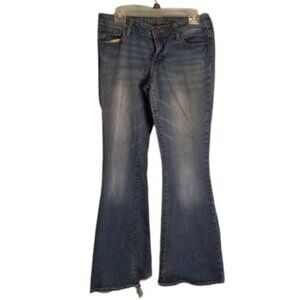 Bullhead Size 11R Newport Skinny Flare Jeans Denim Blue Destroyed Vintage 1990's